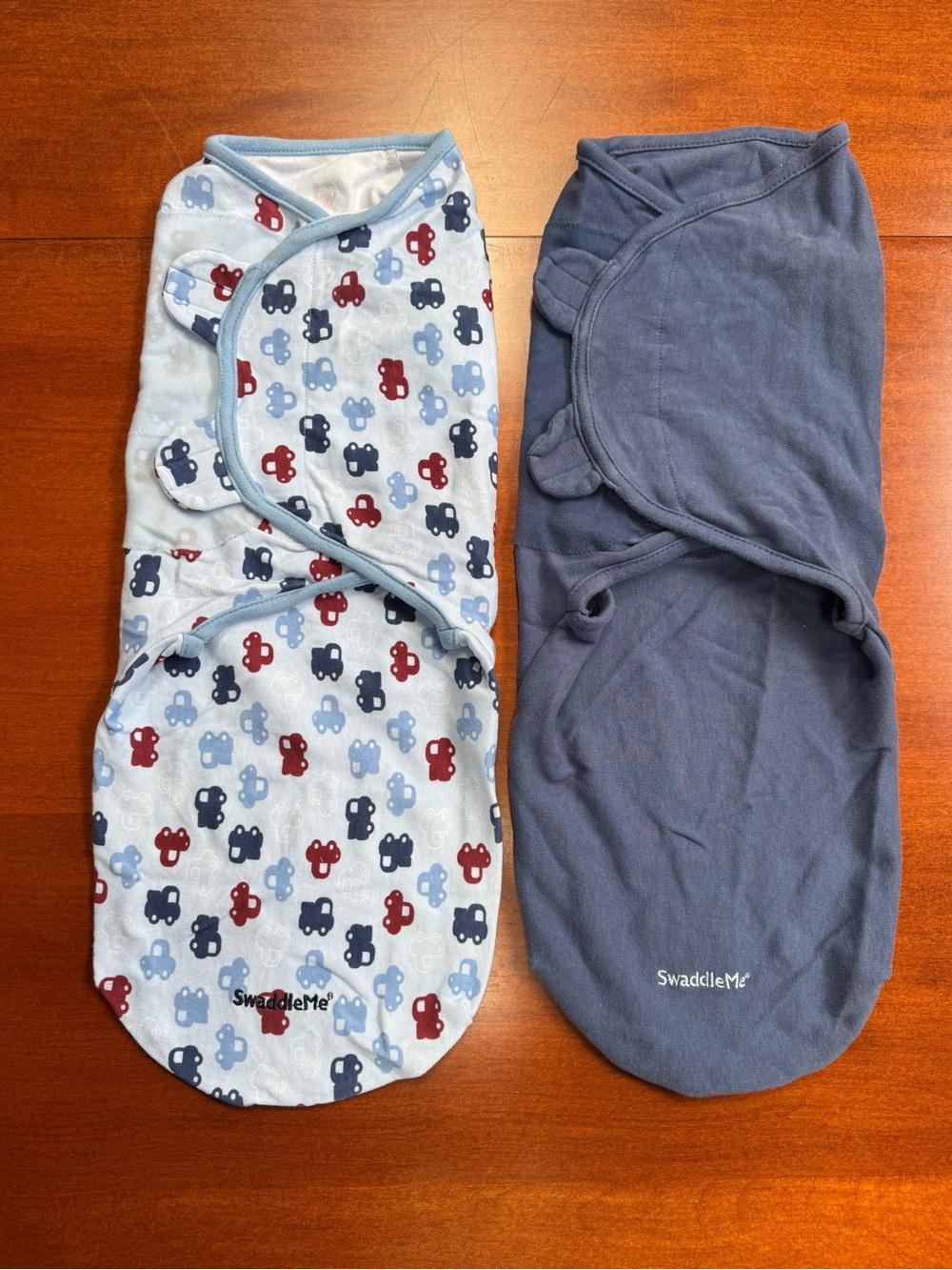 SwaddleMe Baby Swaddles 2 Pack Large 3-6 Months 14-20 lbs Cars & Blue Gray